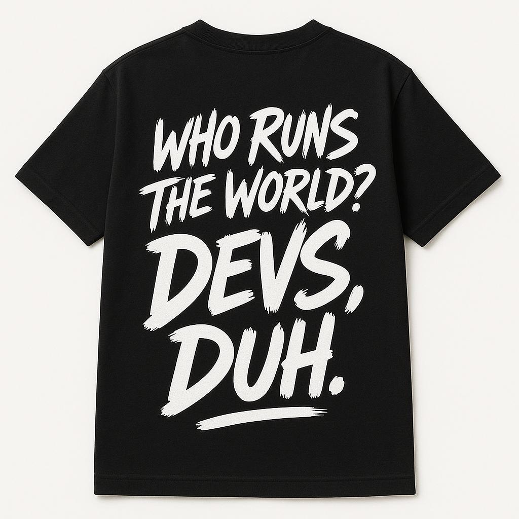 Who Runs The World? Devs, Duh.(Back Print)