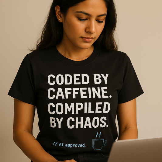 Coded by Caffeine, Compiled by Chaos T-Shirt for Programmer T-shirt