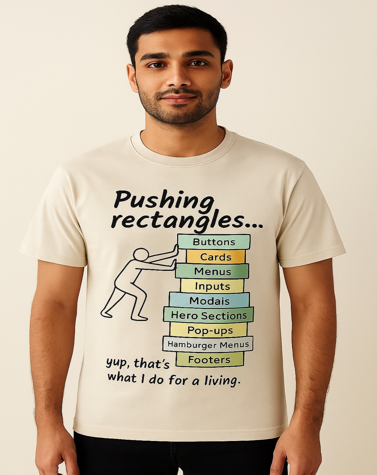 Pushing Rectangles for living — Designers T-Shirt